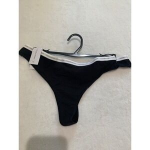 Calvin Klein black‎ white logo band thong panties cotton new with tags size m